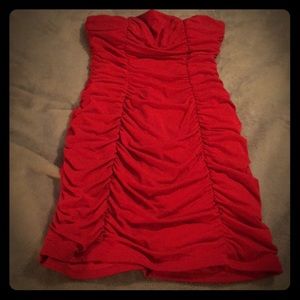 Strapless sexy red flirty dress